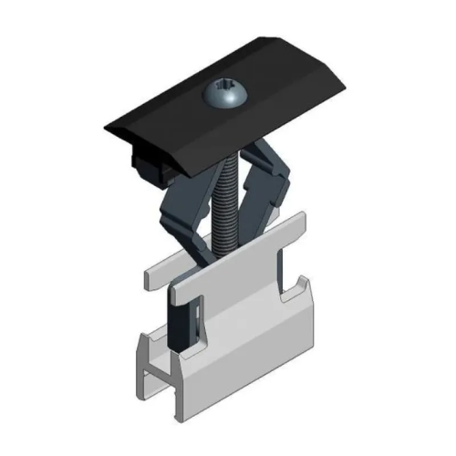 [721550ZW] Abrazadera intermedia de aluminio para perfiles de aluminio - T30 - rango de sujeción 28-50 mm - negra